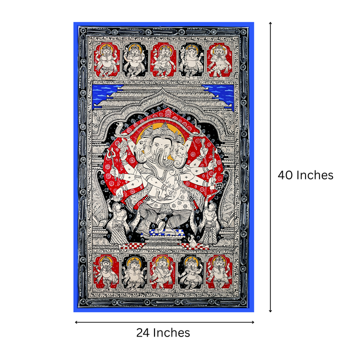 Ganesha Pattachitra — Original Odisha Hand-Painted Temple Art | 24×40 Inches | Sacred Ganesha Wall Art
