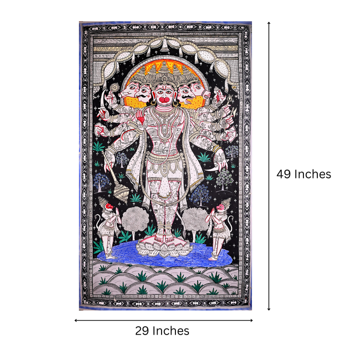 Panchmukhi Hanuman Pattachitra | Original Hand-Painted Odisha Art