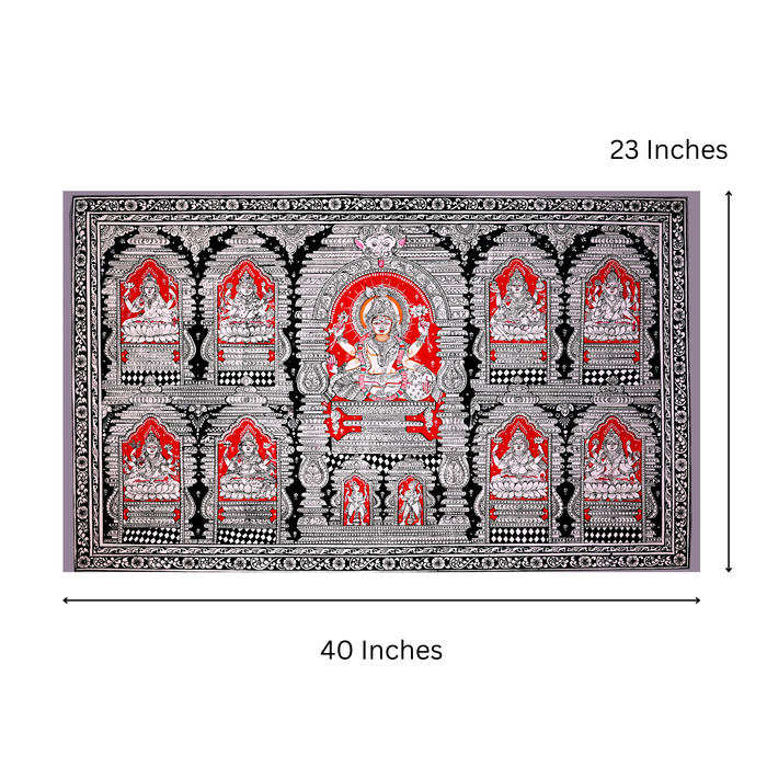 Navalakshmi Pattachitra — Original Odisha Hand-Painted Ashtalakshmi Mandala | 23×40 Inches | Sacred Lakshmi Wall Art
