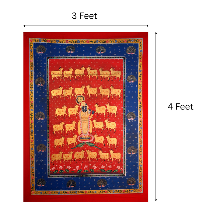 Krishna with the Golden Herd Pichwai Painting · 3×4 Feet