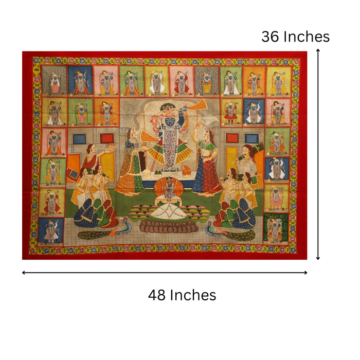 Shrinathji's 24 Swaroops Pichwai Painting · 48 by 36 Inches