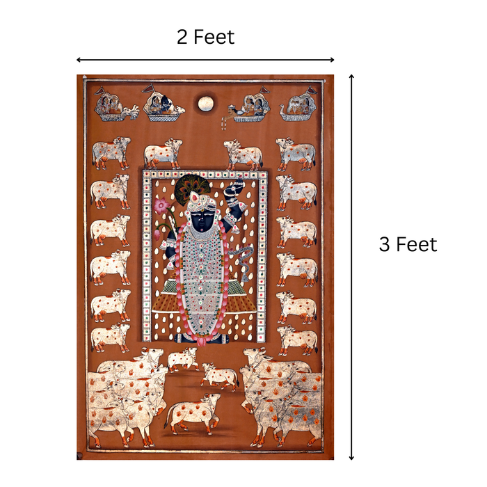 Shrinathji Pichwai Painting (Terracotta Ground, Dashavatara Boats) · 2×3 Feet