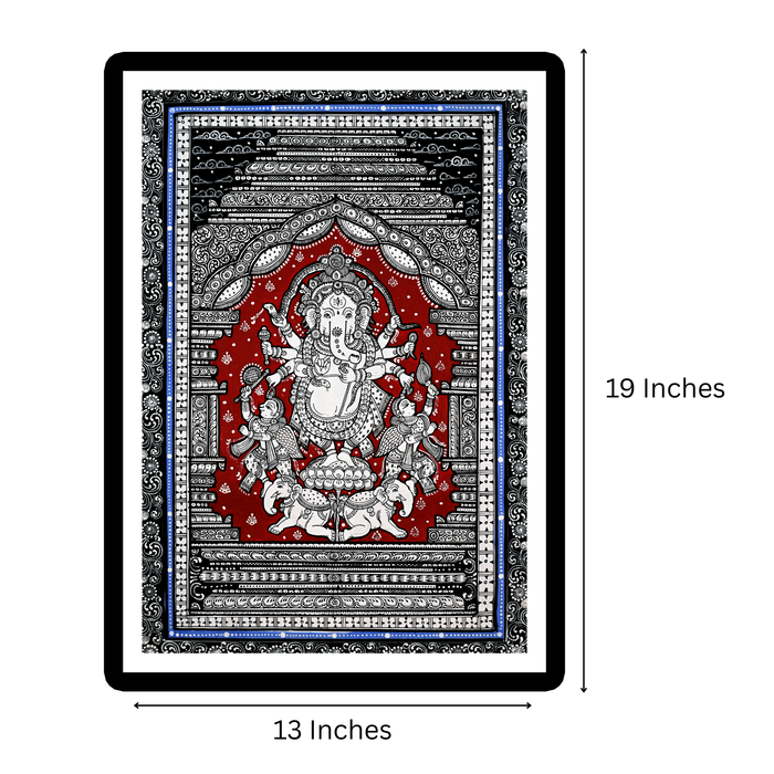 Ganesha Pattachitra — Original Odisha Hand-Painted Temple Art | 13×19 Inches | Sacred Ganesha Wall Art