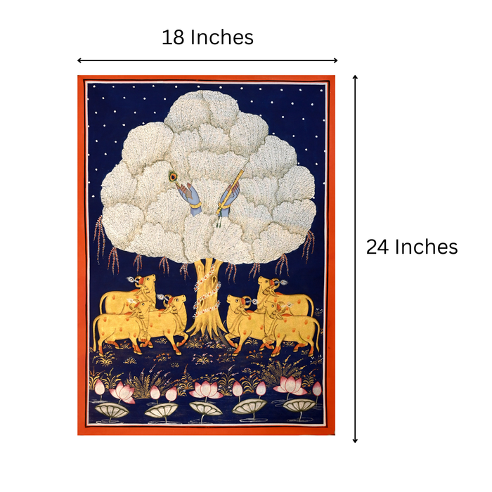 Krishna Hidden in the Kadamba Tree Pichwai Painting · 18×24 Inches