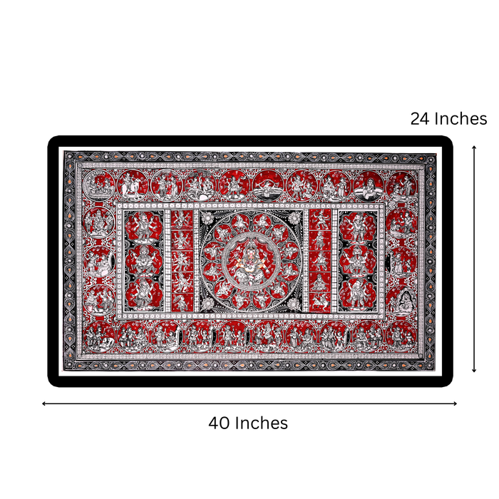 Ganesha Leela Dashavatar Pattachitra — Original Odisha Hand-Painted Narrative Art | 24×40 Inches | Sacred Ganesha Wall Art