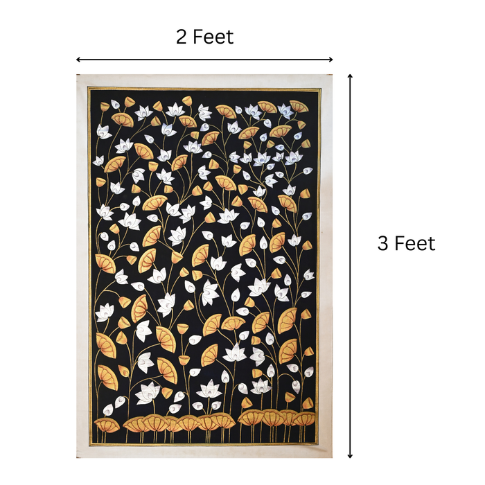 Kamal Talai Pichwai Painting (Black Ground) · 2×3 Feet