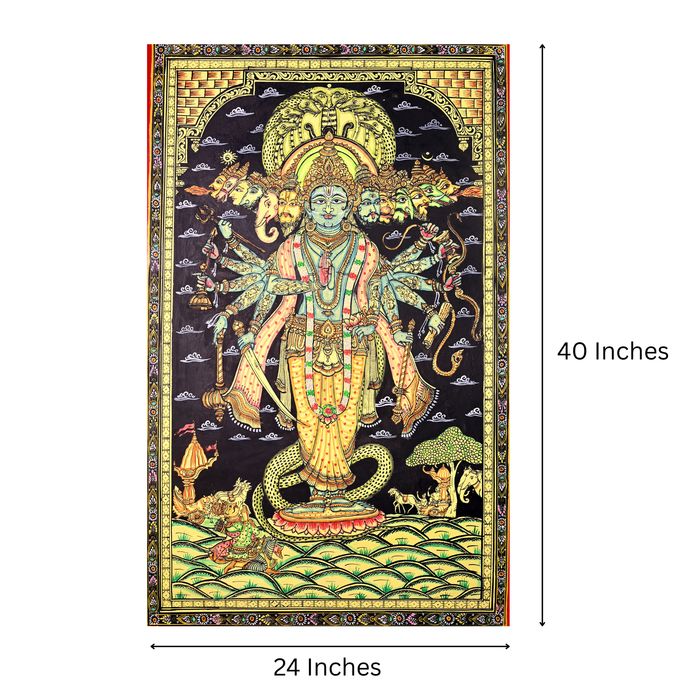Krishna Virat Swaroop Pattachitra — Original Handmade Odisha Painting | 24×40 Inches | Dashavatara & Mahabharata Scene