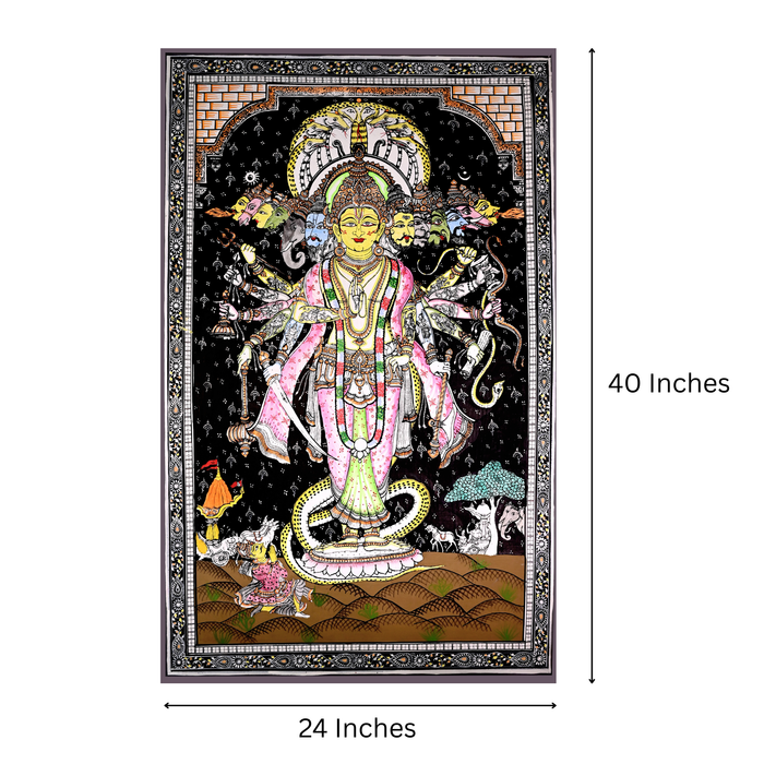 Krishna Virat Swaroop Pattachitra — Original Handmade Odisha Painting | 24×40 Inches | Dashavatara & Mahabharata Scene