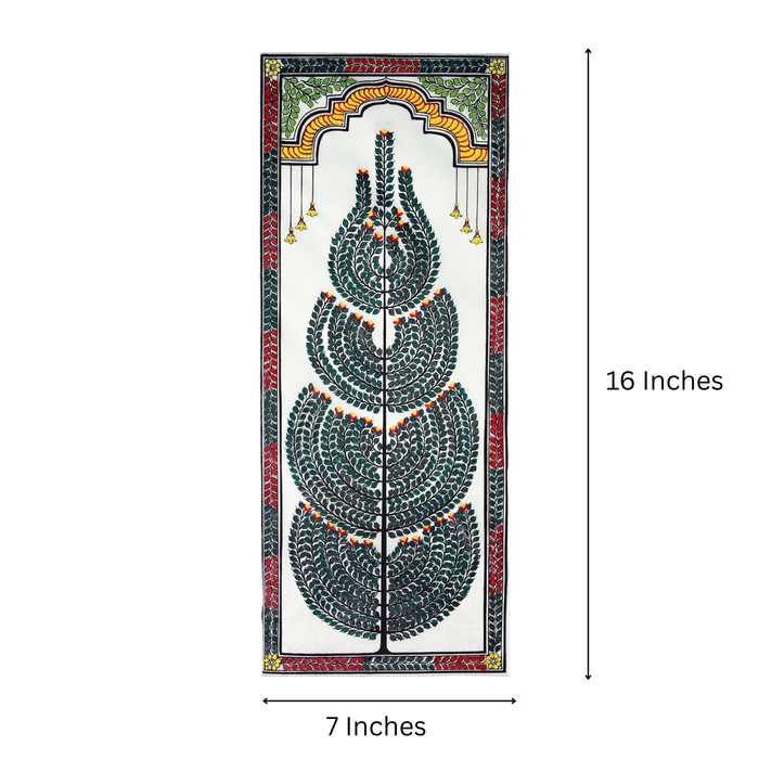 Tree of Life Pattachitra Painting on Tussar Silk — Original Handmade Odisha Art | 7×16 Inches