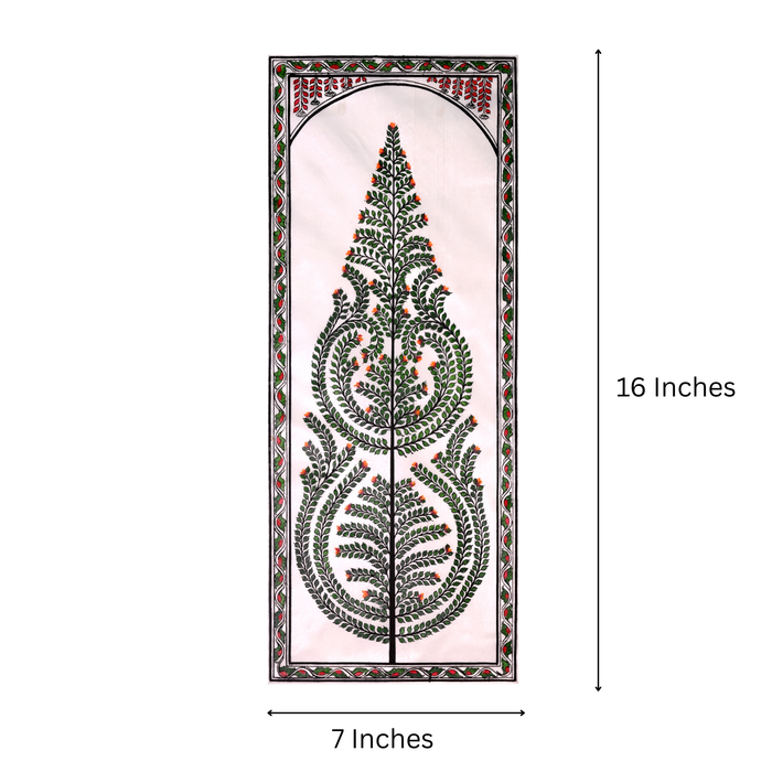 Tree of Life Pattachitra Painting on Tussar Silk — Original Handmade Odisha Art | 7×16 Inches