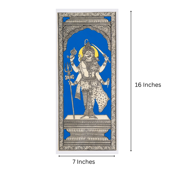 Ardhanarishvara Pattachitra Painting on Tussar Silk — Original Handmade Odisha Art | 7×16 Inches | Shiva Parvati Unity