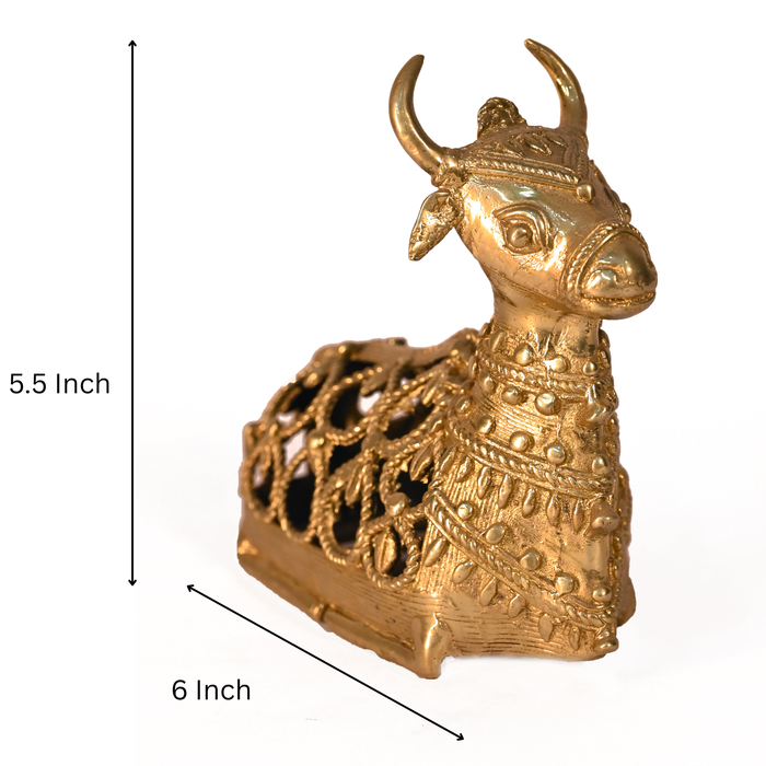 Nandi, Guardian of Shiva · Bastar Dhokra Brass Figurine
