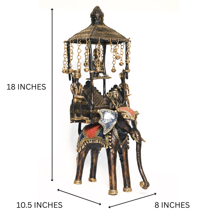 Dhokra Royal Elephant with Ambari Howdah · 18×10.5×8 Inches