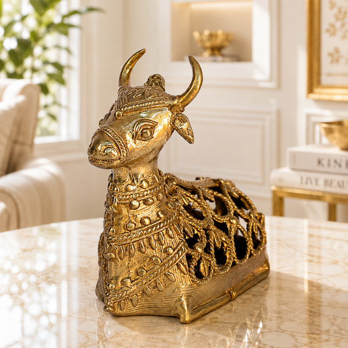 Nandi, Guardian of Shiva · Bastar Dhokra Brass Figurine