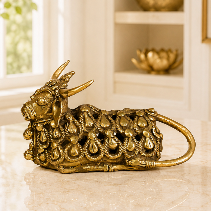 Nandi Bull Dhokra Sculpture · 24×17 cm