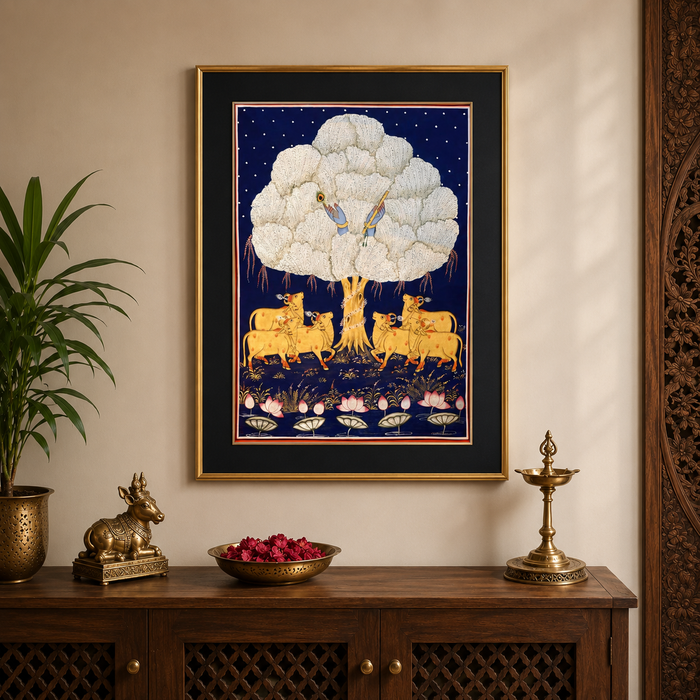 Krishna Hidden in the Kadamba Tree Pichwai Painting · 18×24 Inches