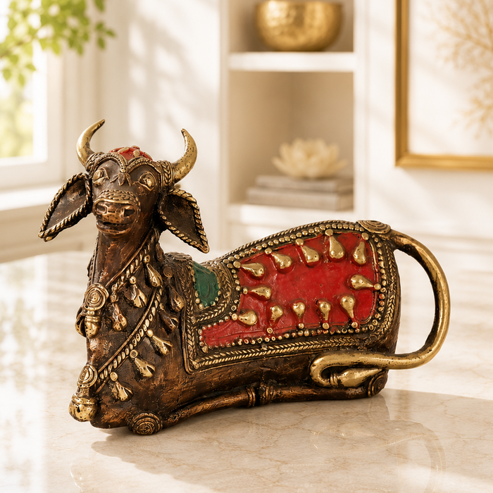 Nandi Bull Dhokra Statue · 20×14 cm