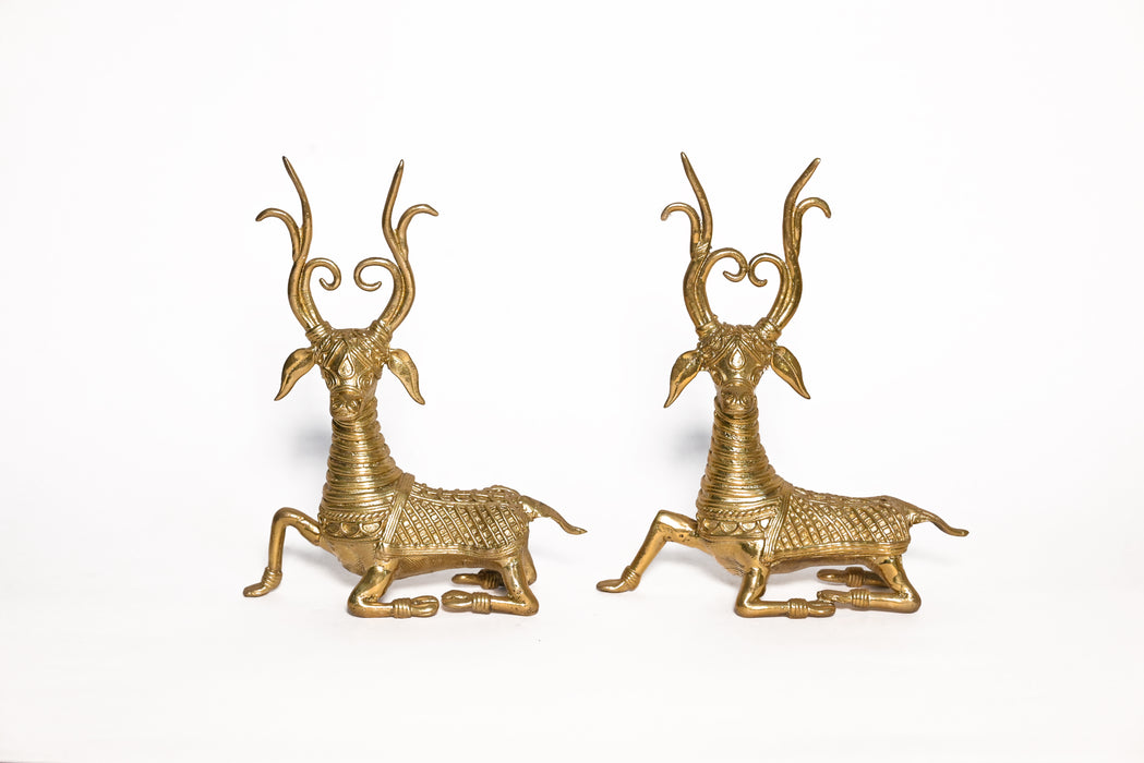 Deer Pair Dhokra Sculptures · 15×12 cm Each