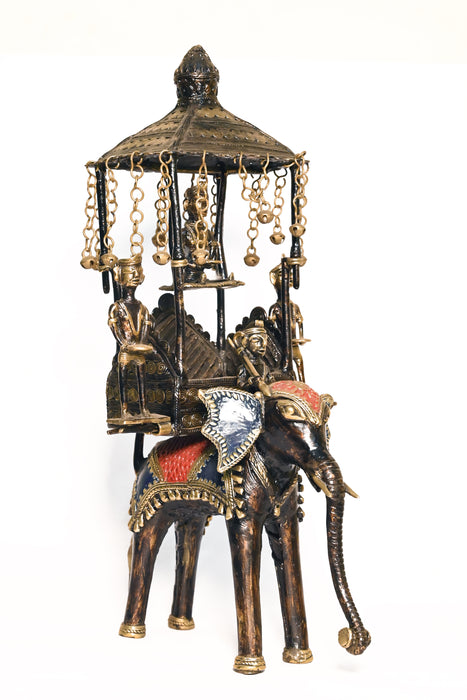 Dhokra Royal Elephant with Ambari Howdah · 18×10.5×8 Inches