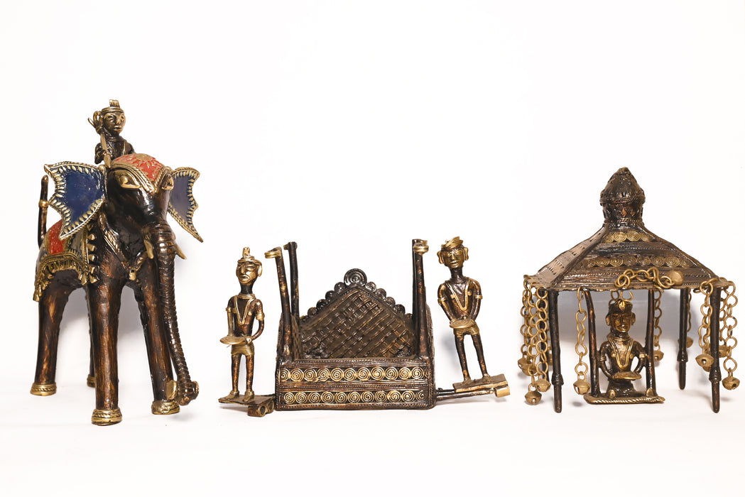 Dhokra Royal Elephant with Ambari Howdah · 18×10.5×8 Inches