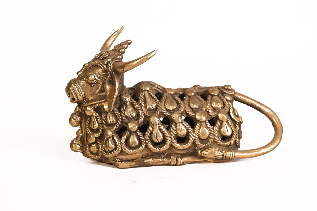 Nandi Bull Dhokra Sculpture · 24×17 cm