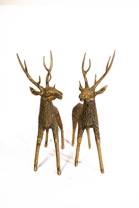 Dhokra Stag Sculptures (Set of 2) · 13.4×9.8×4.7 Inches Each