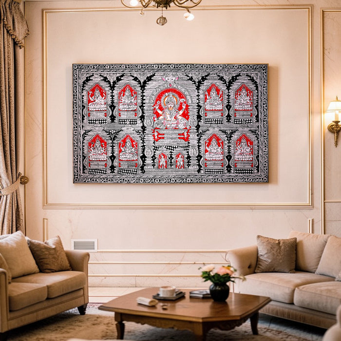 Navalakshmi Pattachitra — Original Odisha Hand-Painted Ashtalakshmi Mandala | 23×40 Inches | Sacred Lakshmi Wall Art