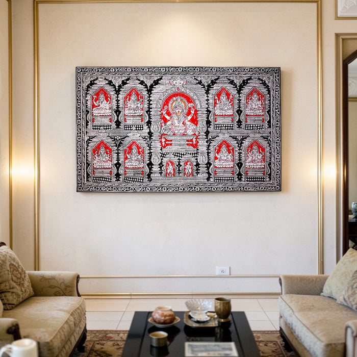 Navalakshmi Pattachitra — Original Odisha Hand-Painted Ashtalakshmi Mandala | 23×40 Inches | Sacred Lakshmi Wall Art