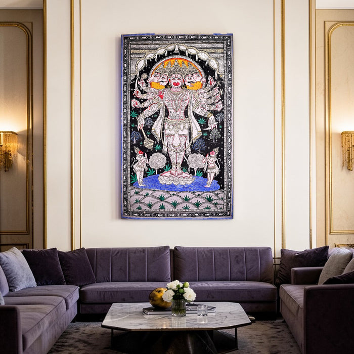 Panchmukhi Hanuman Pattachitra | Original Hand-Painted Odisha Art