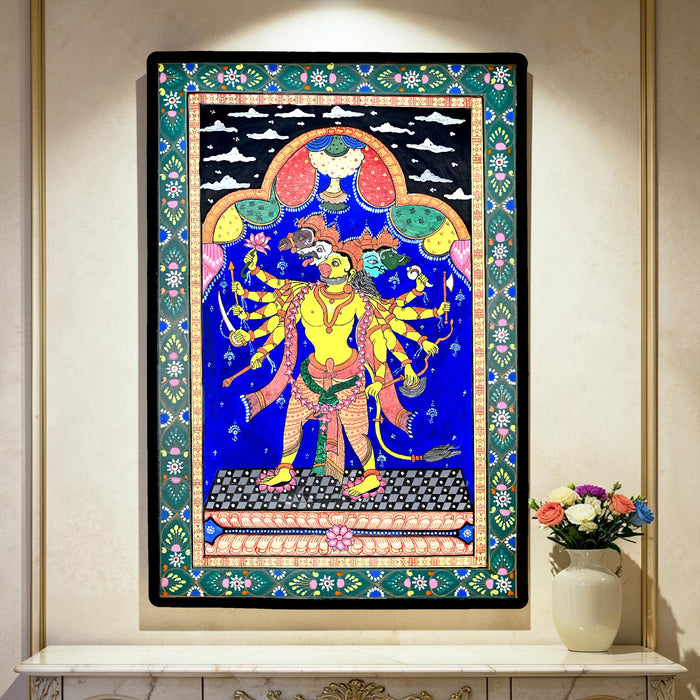 Panchmukhi Hanuman Pattachitra — Original Handmade Odisha Painting | 13×19 Inches | Five-Faced Hanuman Sacred Art