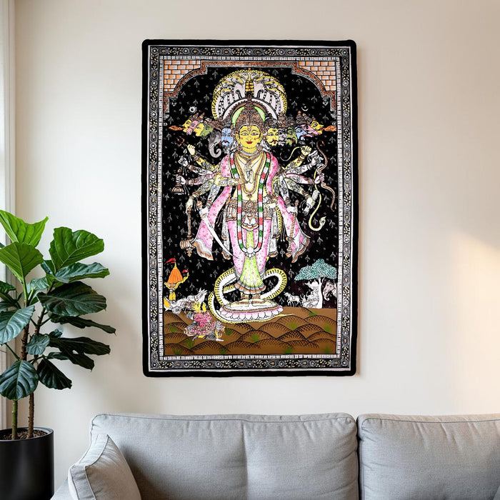 Krishna Virat Swaroop Pattachitra — Original Handmade Odisha Painting | 24×40 Inches | Dashavatara & Mahabharata Scene