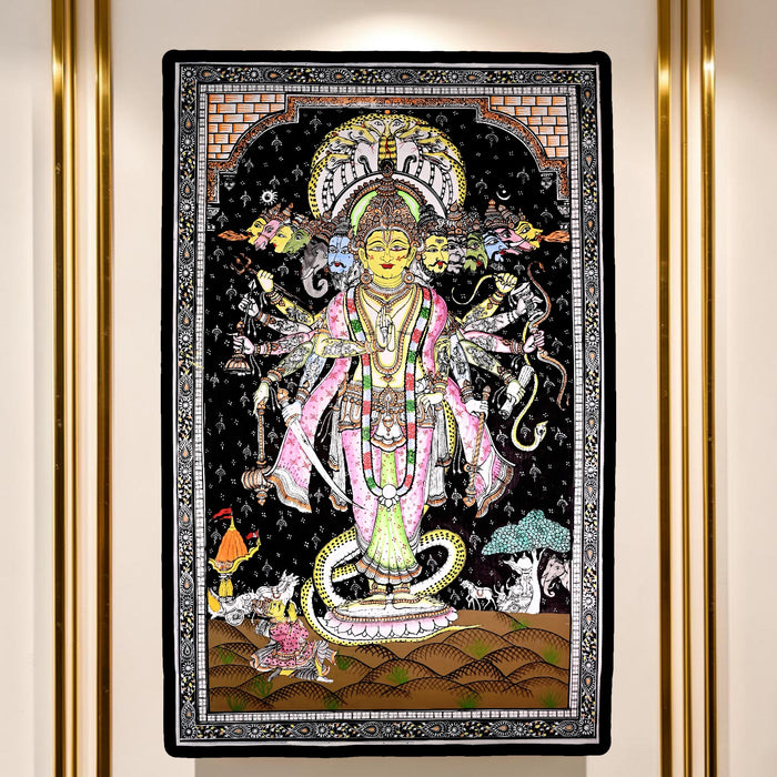 Krishna Virat Swaroop Pattachitra — Original Handmade Odisha Painting | 24×40 Inches | Dashavatara & Mahabharata Scene