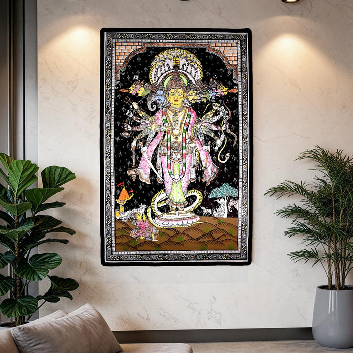 Krishna Virat Swaroop Pattachitra — Original Handmade Odisha Painting | 24×40 Inches | Dashavatara & Mahabharata Scene