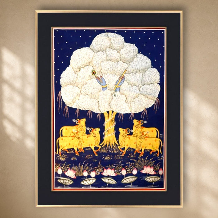 Krishna Hidden in the Kadamba Tree Pichwai Painting · 18×24 Inches