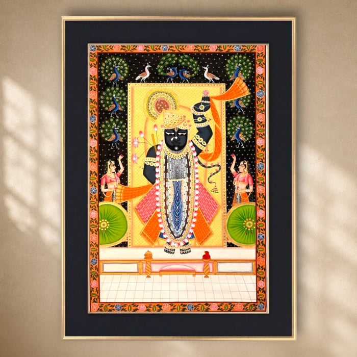 Shrinathji with Peacocks Pichwai Painting · 24×36 Inches