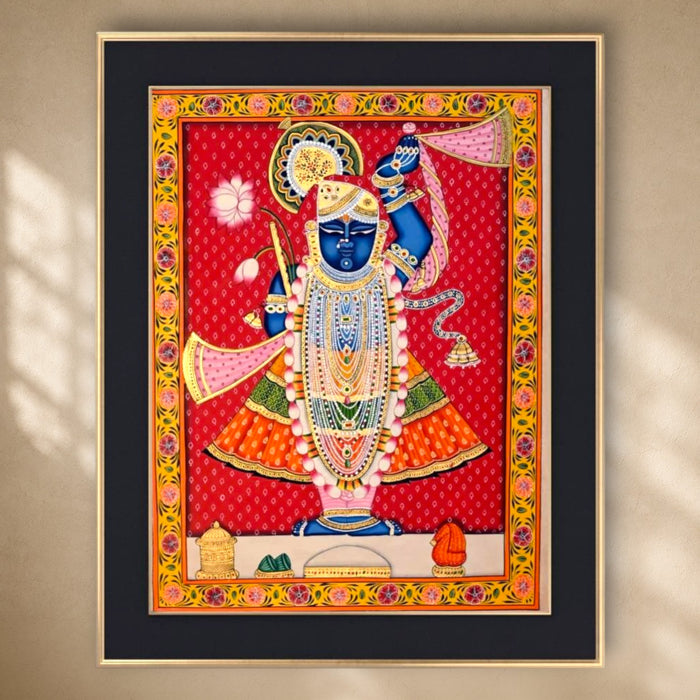 Shrinathji Pichwai Painting (Bandhani Ground) · 18×24 Inches