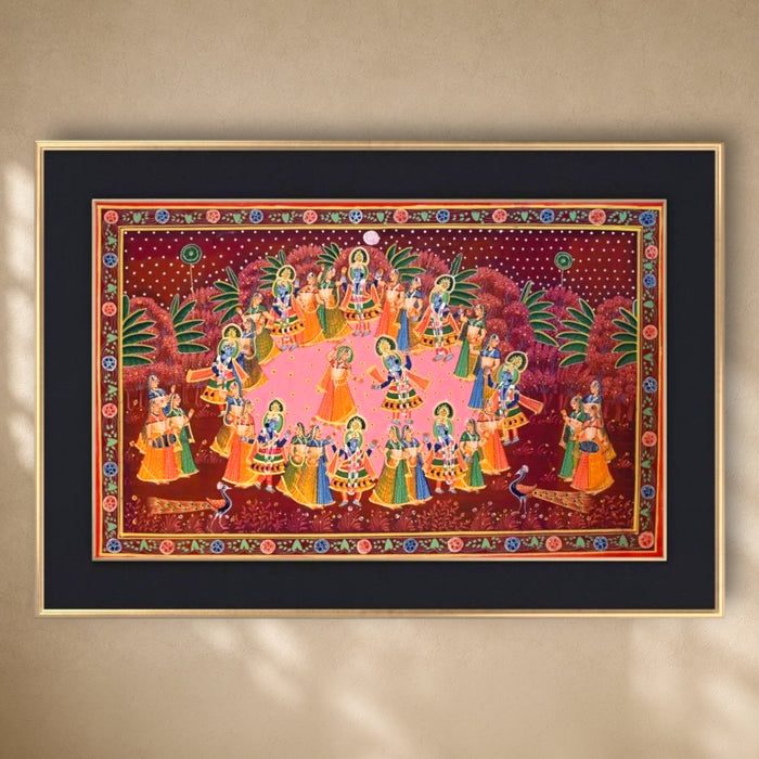 Krishna Raas Leela Circle Pattachitra · 32×20 Inches