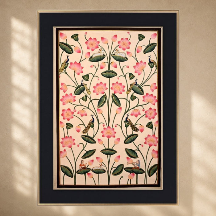 Kamal Pichwai Painting (Lotus Trellis) · 21×34 Inches