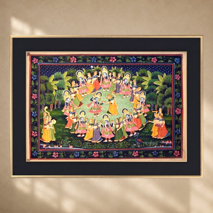 Raas Leela Pattachitra (Green Grove) · 20×14 Inches