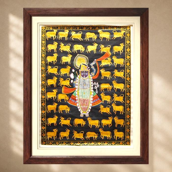 Shrinathji Among the Golden Cows Pichwai Painting · 36 by 48 Inches
