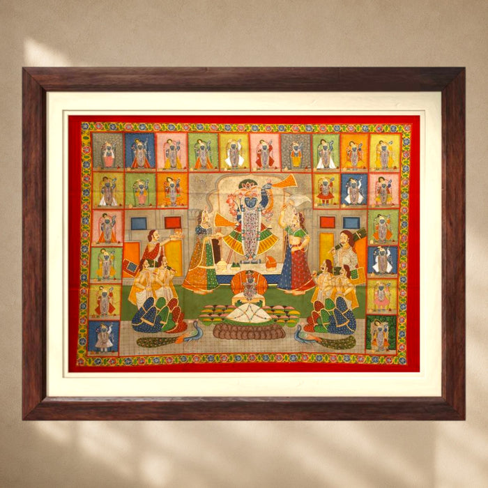 Shrinathji's 24 Swaroops Pichwai Painting · 48 by 36 Inches