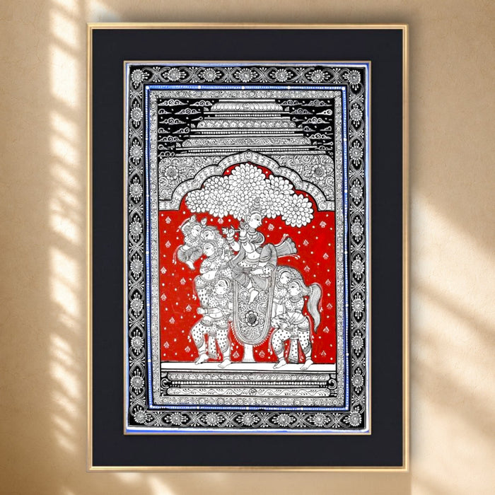 Krishna Gopi Ashwa Pattachitra · 13×19 Inches