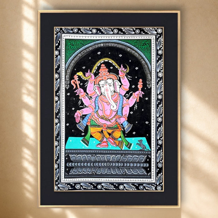 Six-Armed Ganesha Pattachitra · 13×19 Inches