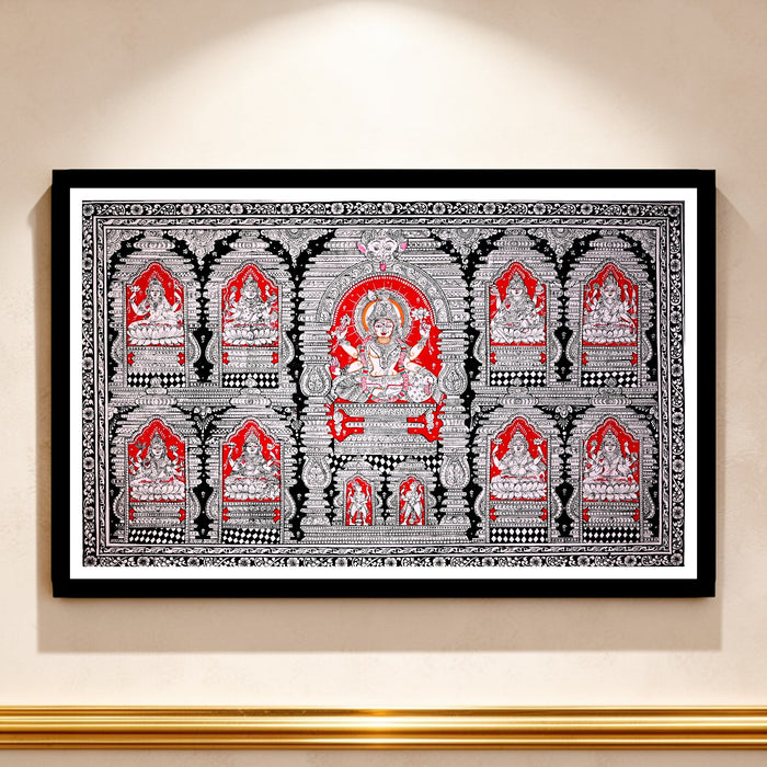 Navalakshmi Pattachitra — Original Odisha Hand-Painted Ashtalakshmi Mandala | 23×40 Inches | Sacred Lakshmi Wall Art