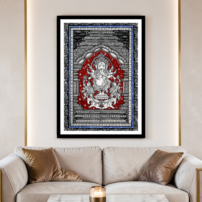 Ganesha Pattachitra — Original Odisha Hand-Painted Temple Art | 13×19 Inches | Sacred Ganesha Wall Art