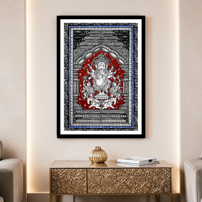 Ganesha Pattachitra — Original Odisha Hand-Painted Temple Art | 13×19 Inches | Sacred Ganesha Wall Art
