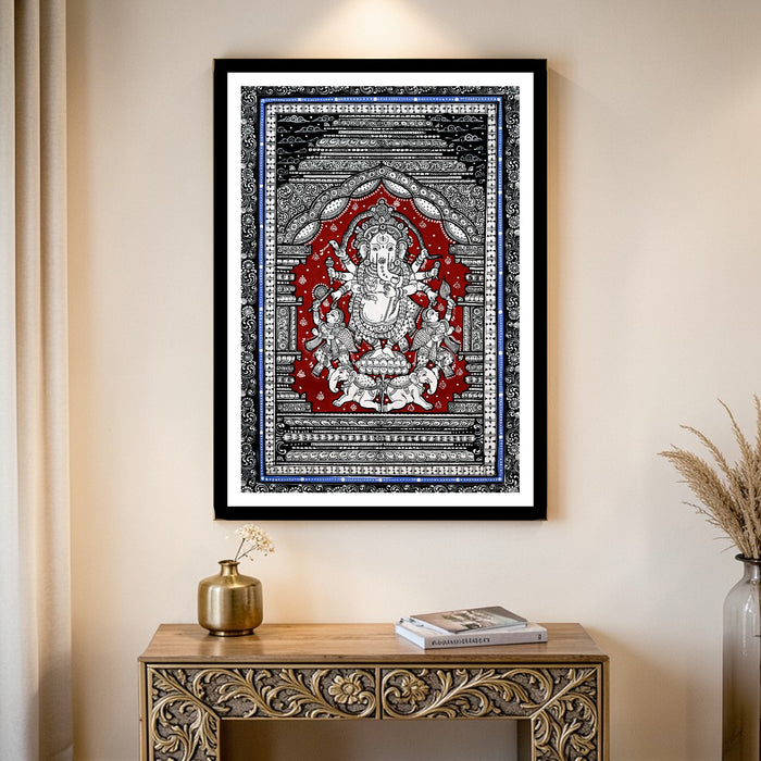 Ganesha Pattachitra — Original Odisha Hand-Painted Temple Art | 13×19 Inches | Sacred Ganesha Wall Art