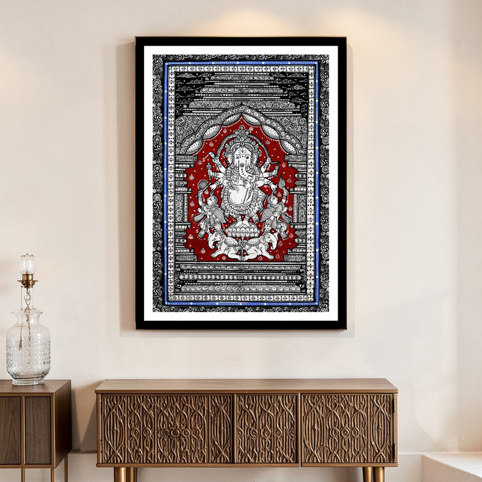 Ganesha Pattachitra — Original Odisha Hand-Painted Temple Art | 13×19 Inches | Sacred Ganesha Wall Art