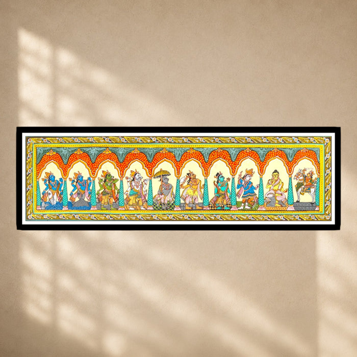 Dashavatar Pattachitra on Silk · 41×12 Inches