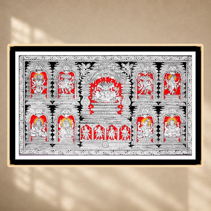 Lord Ganesha with Sarva Devata Pattachitra · 23×40 Inches